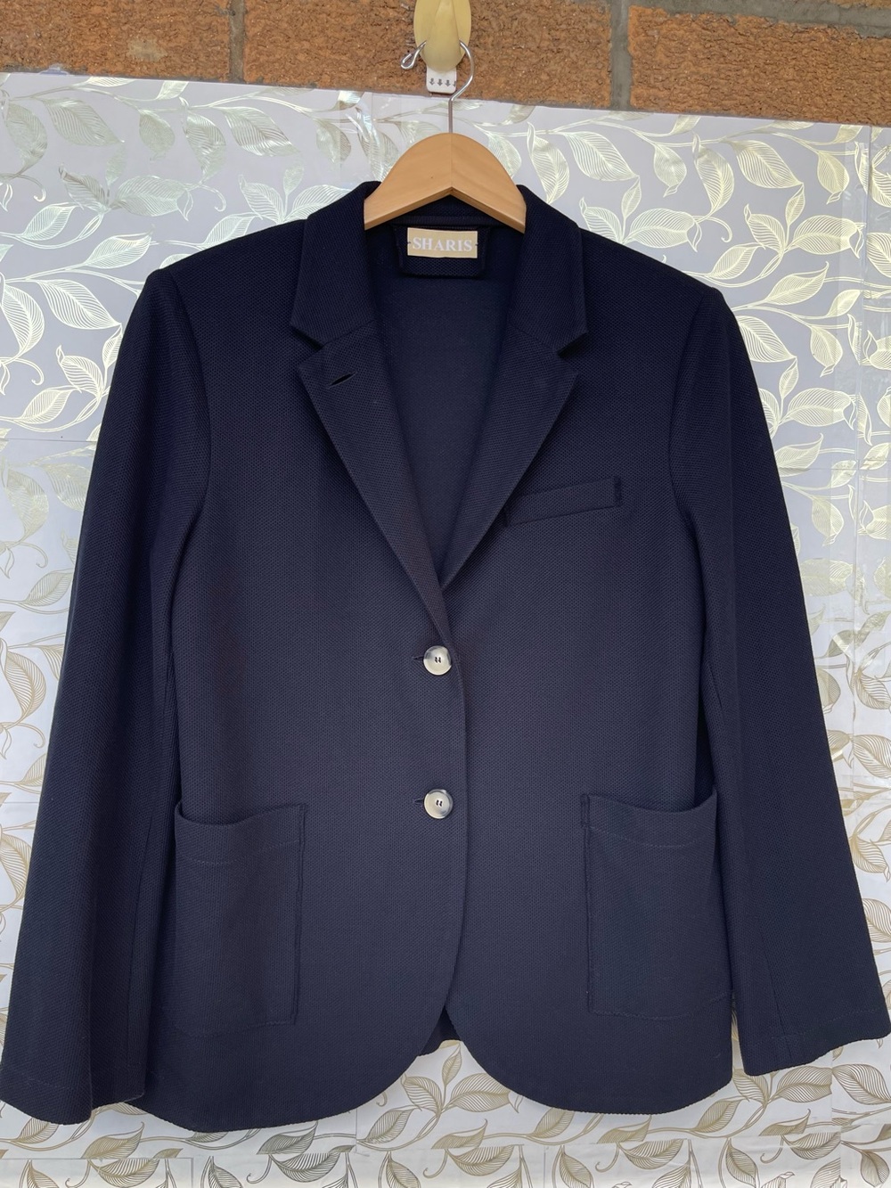 Sharis Loro Piana Italian Cotton Navy Blazer Raw Trim Quiet Luxury 10
